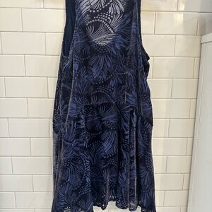 Elegant free people babydoll dress velvet burnout Black and Blue